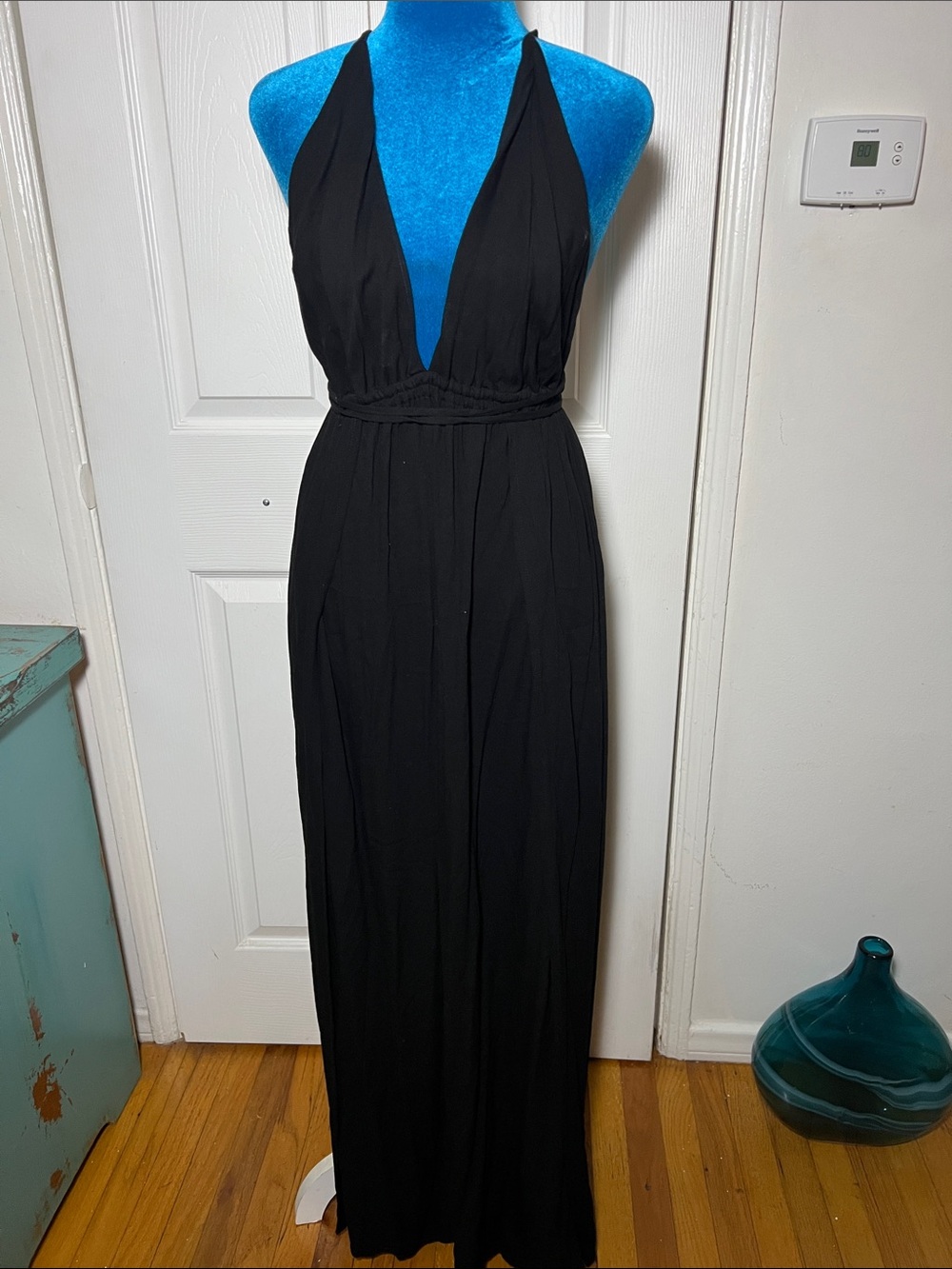 INDAH Black Strappy Back Maxi Dress Women’s S M